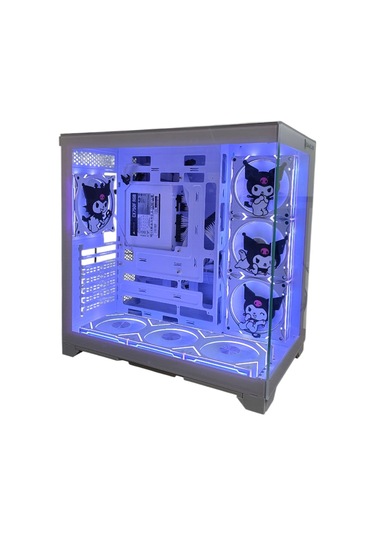 Kuromi Karakterli 7 Argb Fanlı Beyaz Akvaryum Kasa