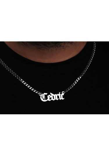 Glorria Erkek Kişiye Özel Gothic İsimli Gurmet Zincirli Gümüş Kolye Gümüş