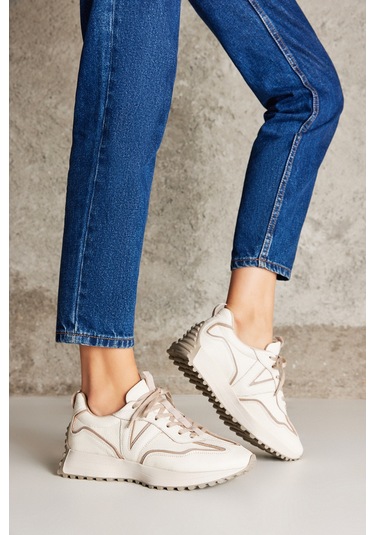 Ziya, Kadın Hakiki Deri Sneaker 1431000z4660 Krem 1231000 4660 004 Krem