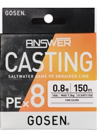 Gosen Answer Casting 8b Fine Silver 150m İp Misina Kalınlık Pe : Pe 0.6