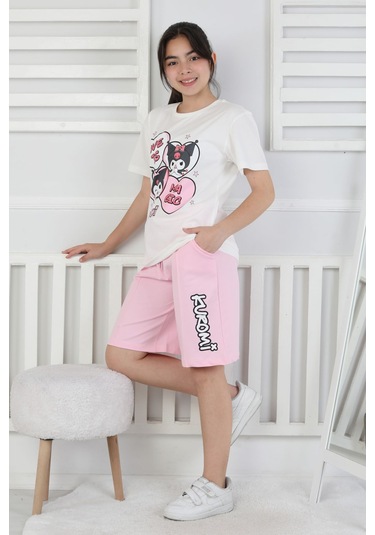 Love Is Kız Çocuk Üst Süprem Alt 2 İp Şort Takım Pembe