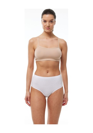 Malabadi Kadın Beyaz 6 Lı Paket %100 Pamuk Yüksek Bel Büyük Beden Bato Anne Külodu 90156-e Beyaz