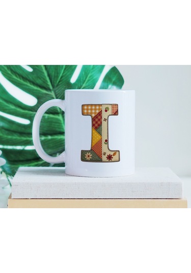 I Harfi Sonbahar Kış Temalı Yamalı Tasarım Kupa Bardak - Etnik Ve Pathwork Severlere Özel Hediye Beyaz