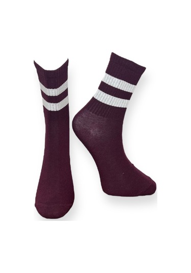 4'lü Unısex İki Şeritli Esnek Nem Alabilen Pamuklu Spor Soket Çoraplar Çok Renkli