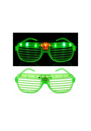 Led Işıklı Panjur Parti Gözlüğü Yeşil Renk Shutter Gözlük Diğer