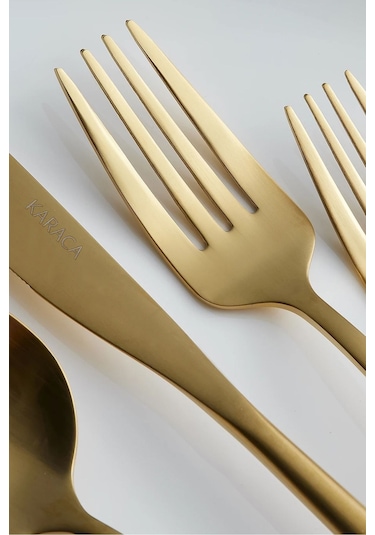 Karaca  Orion 30 Parça 6 Kişilik Çatal Kaşık Bıçak Takımı Matte Gold