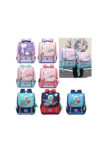 Anaokulu Çocukları İçin Sevimli Karikatür Sırt Çantası Koyu Mor S