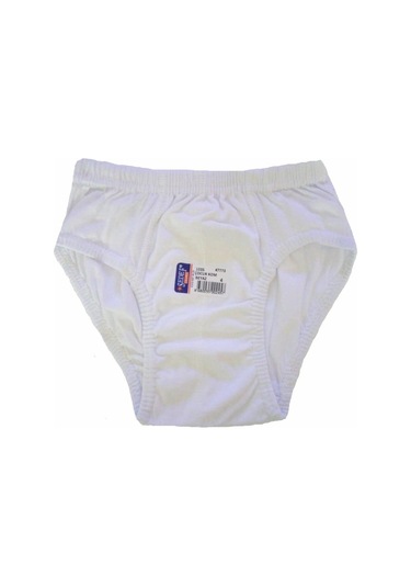 12 Li Paket Sedef Yıldız Erkek Çocuk Külot Slip Pamuklu Beyaz