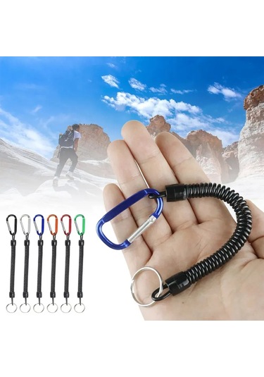 Vkemall 5 Adet Kırmızı Kayıp Engelleme Yaylı Kordon, Multifonksiyonel Montaj Kanca, Balıkçılık Aksesuarı, 16-120 Cm Genişletilebilir