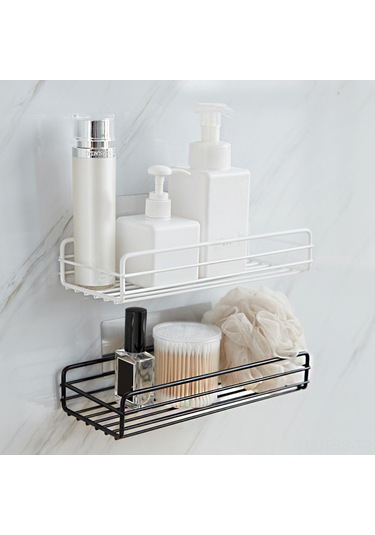 Hfambition Siyah Metal Duvar Takımı: Banyo Ve Mutfak İçin Deliksiz Rak, 1 Adet Yapıştırıcı Kanca İle - Sj190518 Siyah