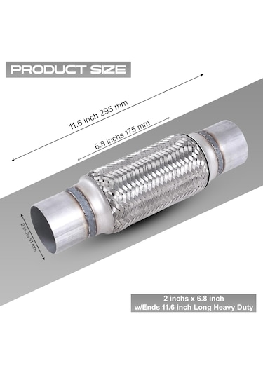 Egzoz Spiral Flex Borusu,51mmx 295mm Üniversal Tip, Paslanmaz Çe