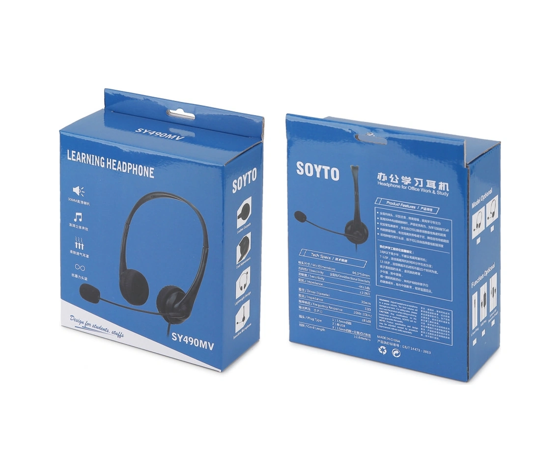 Sones Soyto Sy490 Öğretim Ofisi Ağ Sınıfı Öğrenci Eğitimi Bilgisayar Kulaklığı, Stil: Çift Kulak Siyah Ayırma Usb