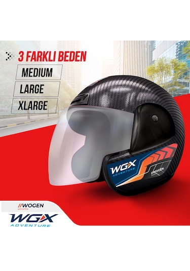 Wogen Karbon Yarım Kask Siyah