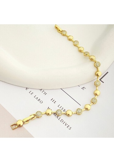 Su Yolu Bileklik Top Dorika Kadın Bileklik Kararmaz Xuping 14 Ayar Gold