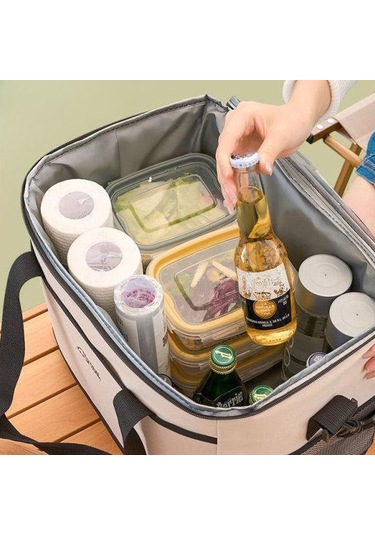 Wtempo Yalıtım Kutusu Isı Yalıtım Çantası Arabaya Monte Buzdolabı Açık Buz Torbası Taşınabilir Büyük Kapasiteli Ev Soğuk Yalıtım Çantası Bej