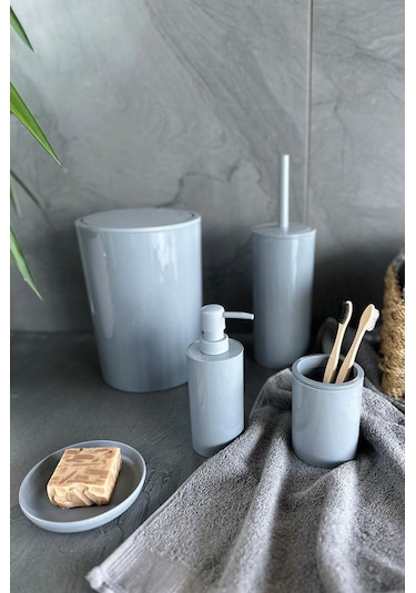 Primanova Flores 5'li Banyo Seti - Gri