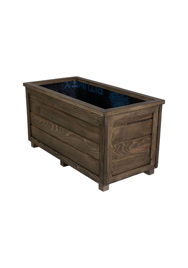 Kaf Ahşap Dekoratif Ahşap Saksı - Uzun / Kahverengi