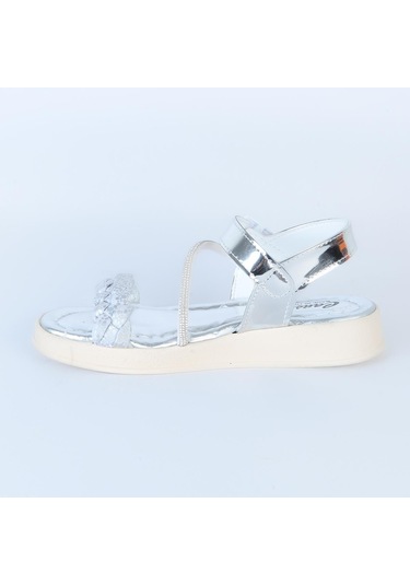 Poliva 4560 Düz Simli Kız Çocuk Sandalet Gümüş