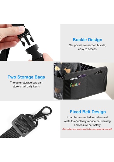 Funadd Breathable And Foldable Pet Dog Car Basket Anti-dirty Water-proof Pad Black