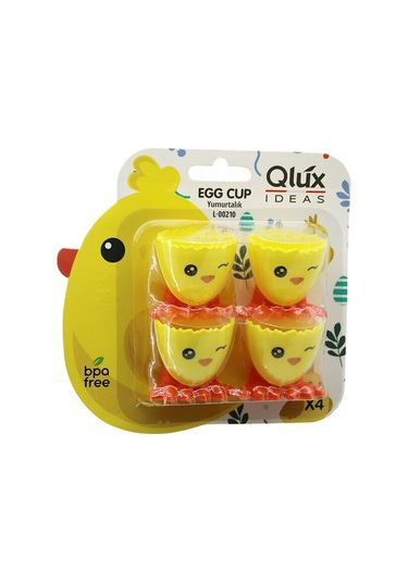 Egg Cup 4pcs Yumurtalık Emoji Desen - Renkli Plastik Civciv Ayaklı - 1/2 Kırık Yumurta Kabuk Model 5131 Düz