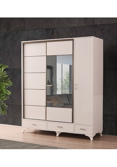 Beenal Mars Sürgülü Kapaklı Şifonyerli Gardırop 180 CM