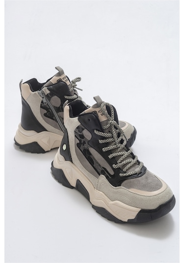 Luvishoes Olıvıa Buz Siyah Multi Kadın Spor Bot Buz Gri - Siyah
