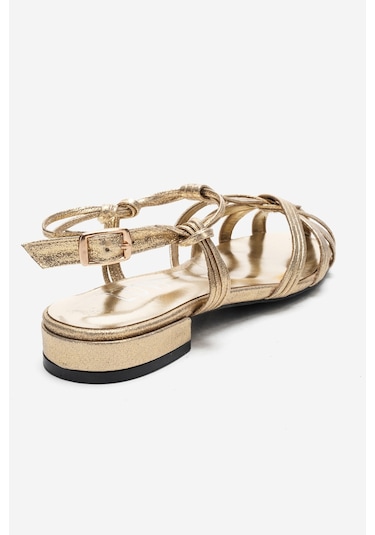 Luvishoes Rosse Altın Simli Kadın Sandalet Altın