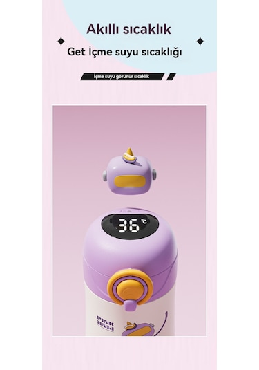 Jian Fan Paslanmaz Çelik Akılı Termos Bardağısı Caklıgösteren Saman Su Bardağıpembe Pembe