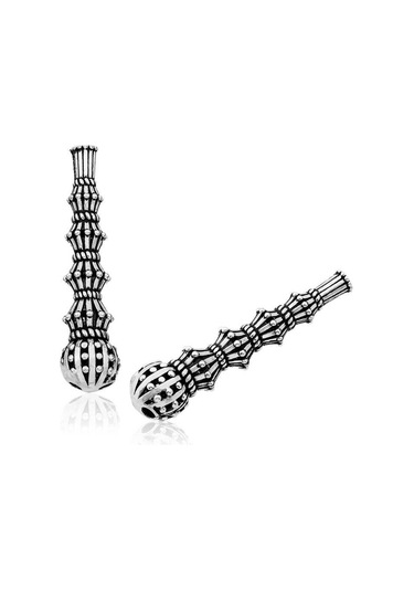 Blackcraft Gümüş Nokta Desenli Tesbih İmamesi Siyah