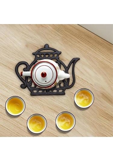 Homyl Çaydanlık Isı Mat Potholder Noslip Dökme Demir Içi Siyah