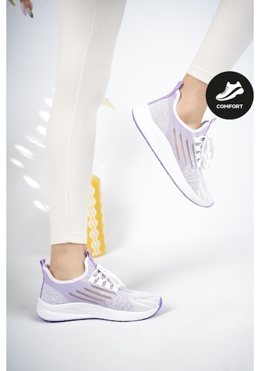 Muggo Ultraboost Unisex Ortopedik Günlük Garantili Yürüyüş Koşu Sneaker Spor Ayakkabı Mor