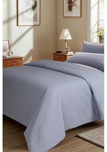 Zeno Çift Kişilik Pike Mavi Mavi