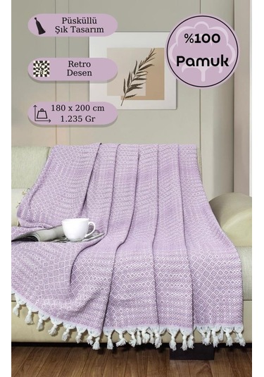 Battaniye Pamuk Riona 180x200 Cm Lila