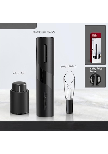 Soulader Elektrikli Şarap Açacağı Otomatik Mantar Çekmece Manyetik Vidalı Şişe Açma Makinesi Siyah
