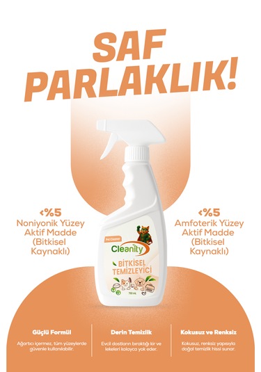 Bitkisel Temizleyici - Pet Cleaner 750ml Evcil Hayvan Alanlarında Doğal Temizlik Tekli