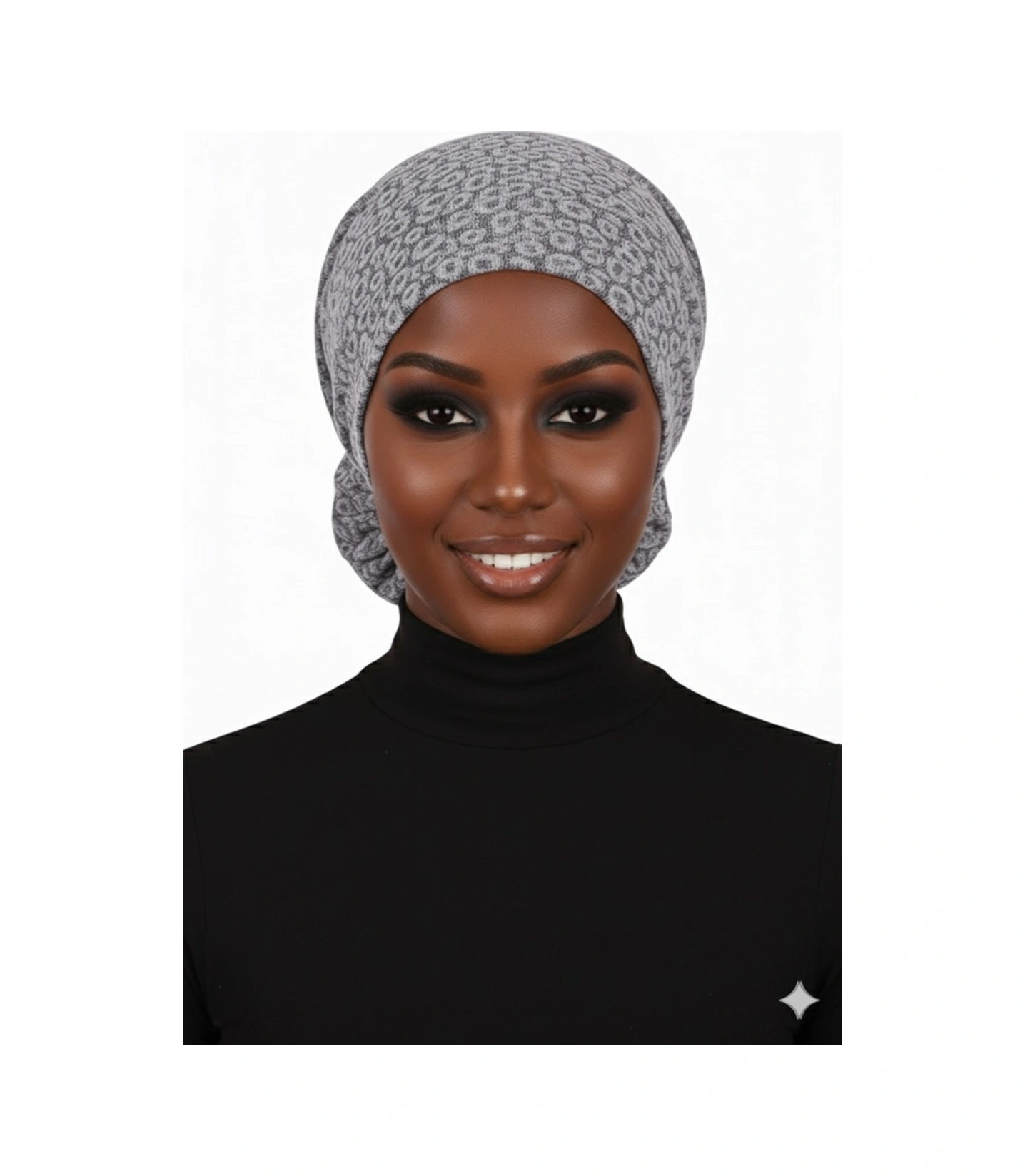 Topuzlu Brokar Gri Hazır Türban Tesettür Bone Gri