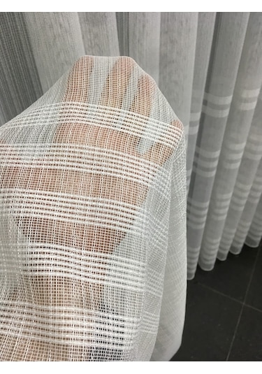 Perdefony Eteği Bantlı Düz Tül Perde Hafif Simli Ürün