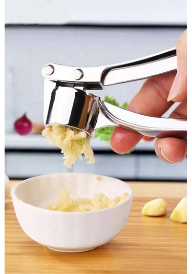 Paslanmaz Çelik Sarımsak Ezici, Dondurma Kaşığı, Çırpıcı Ve Patates Ezici Gri