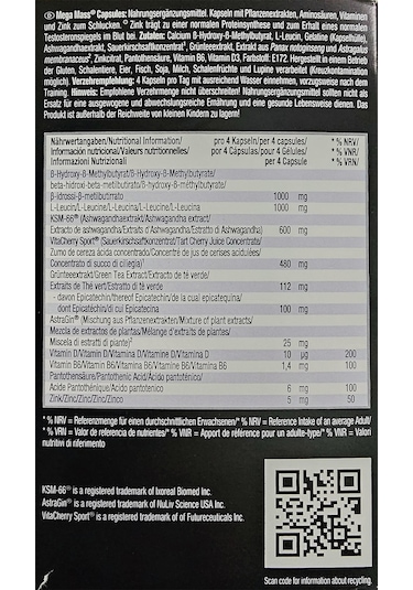 Weider Mega Mass Capsules Hmb - Ashwagandhan, - Losin 120 Kapsül