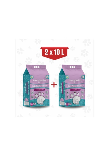 Benpetto BB250 Bebek Pudrası Parfümlü Kedi Kumu 2 x 10 L