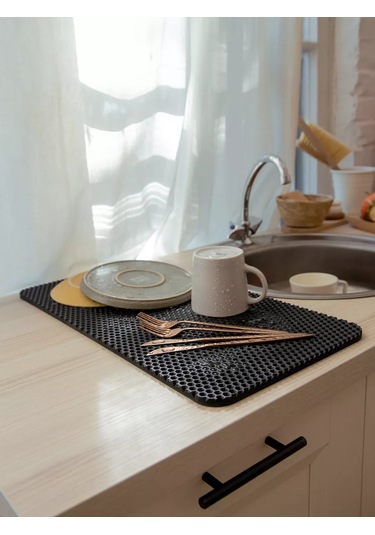 Kuchenmatt Bulaşık Kurutma Paspası Masaüstü Kurutucu Mutfak Masası İçin. 168690206 Siyah