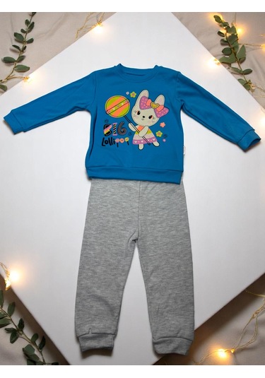 2iplik Takım Baskılı Mavi