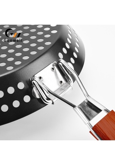 Artfulabode Yuvarlak Yapışmaz Xıxun Taşınabilir Katlanır İçi Boş Siyah Barbekü Plakası Açık Hf Altın - Siyah