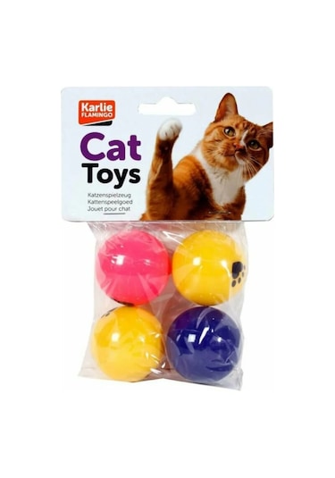Karlie 4 CM Pinpon Topu Kedi Oyuncağı 4'lü Çok Renkli