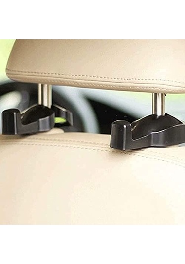 Siyah - 2'li Set Evrensel Araba Koltuk Başlığı Askısı Tutucu Kancası Çanta El Çantası Kumaş Bakkal