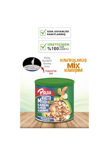 Paşa Kuruyemiş Kavrulmuş Karışık Kuruyemiş Teneke Kutu 150 G