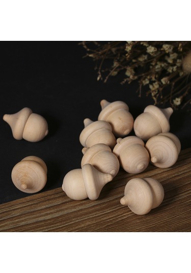 Qingmipy 10 Adet Meşe Palamudu Şekilli Ahşap Bebekler - Dıy Boyama Ve Dekorasyon İçin El Yapımı Ev Ve Parti Süsleri Diğer