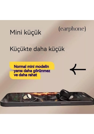 Lıcorıce Görünmez Bluetooth Kablosuz Kulaklık Mini Ultra Küçük Minyatür Ağrısız Kulak İçi Kulaklık Siyah
