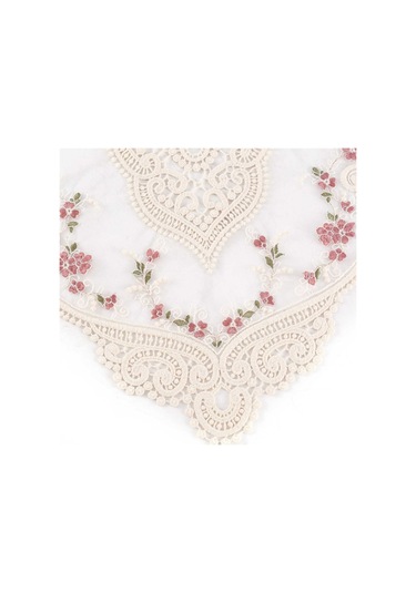 2 Adet Vintage Oval Dantel Masa Örtüsü Beyaz