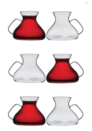 Perotti 16043 Ehl-i Keyf 6'lı Borosilikat Cam Çay Bardağı Seti Şeffaf